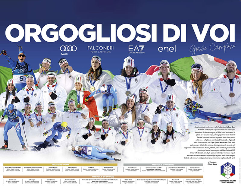 Le medaglie degli atleti FISI a Milano Cortina 2026: 6 ori, 4 argenti, 9 bronzi